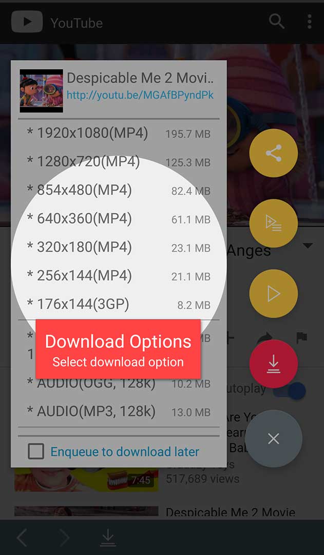 Tubemate download resolution options